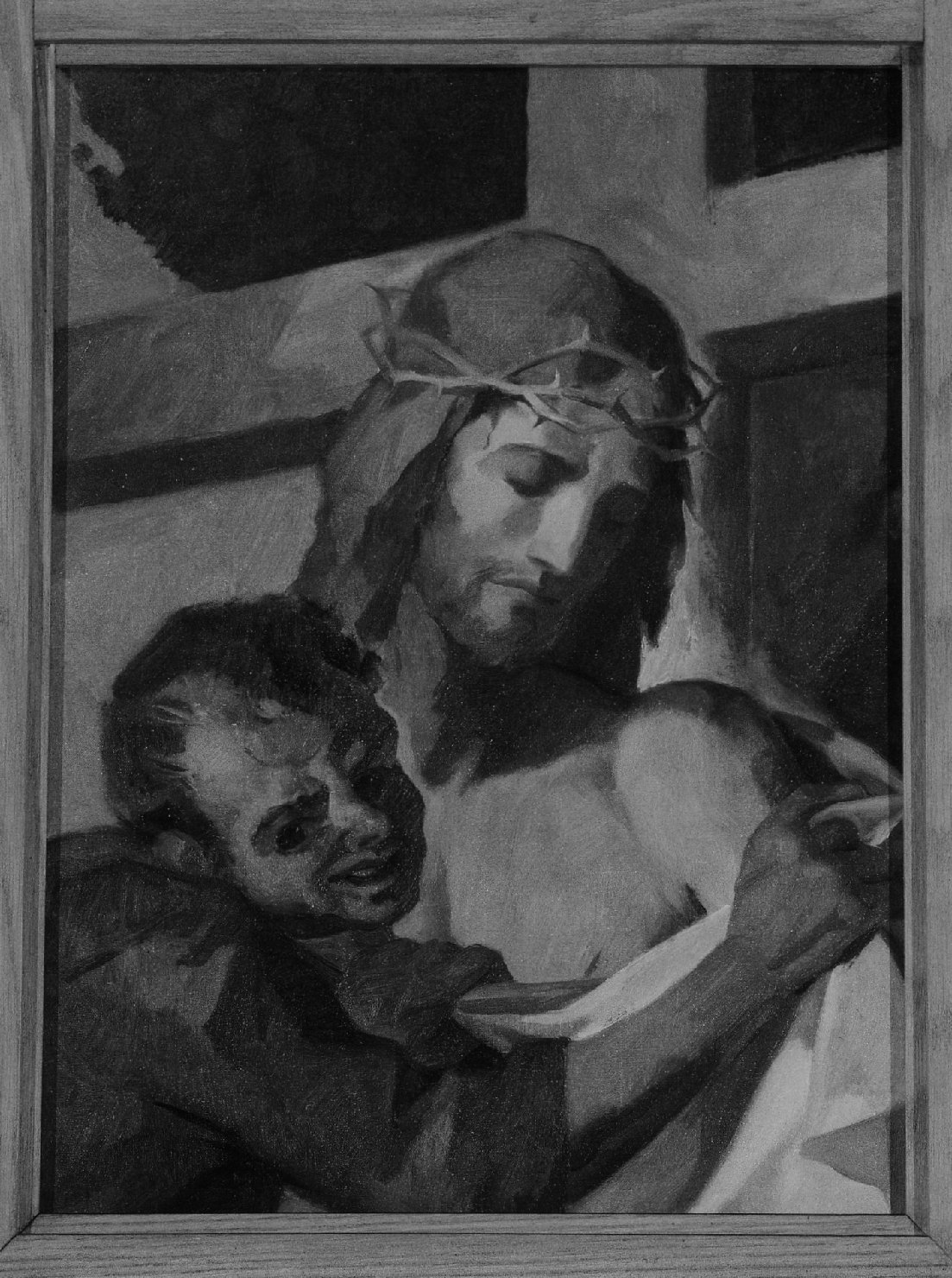 Gesù è spogliato delle vesti, stazioni della via crucis (dipinto, serie) di Modolo Giuseppe (sec. XX)