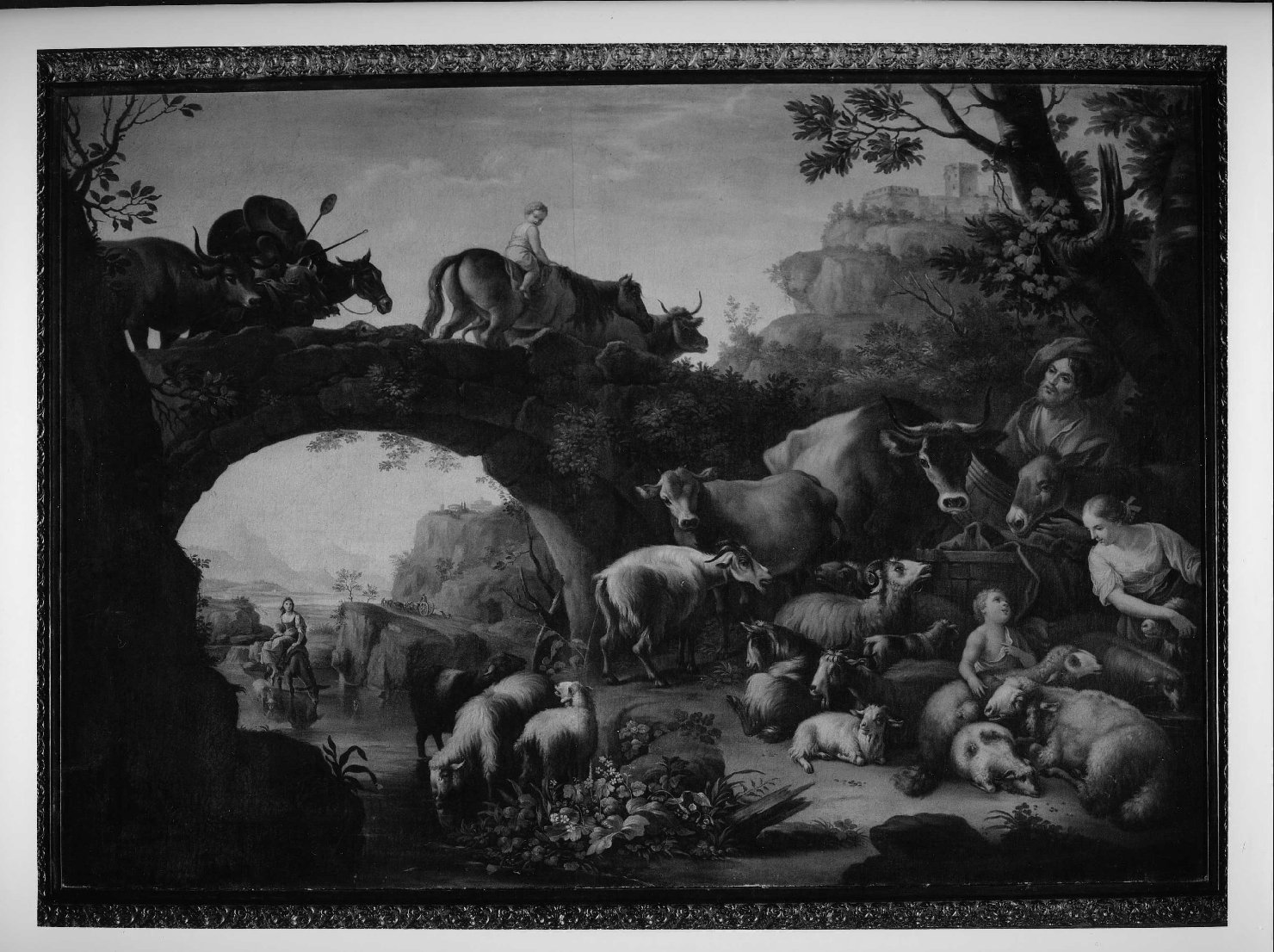 Lo sloggio, scena pastorale (dipinto, opera isolata) di Caliari Giovanni (sec. XIX)