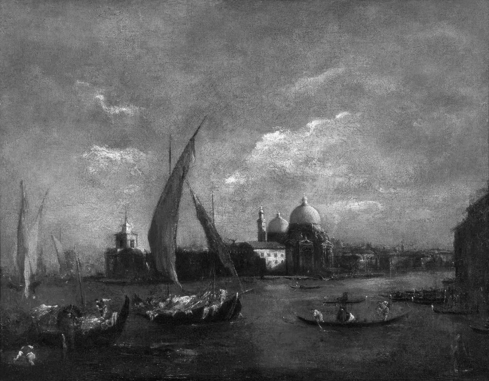 veduta della chiesa della Salute a Venezia (dipinto, opera isolata) di Guardi Francesco (cerchia) (seconda metà sec. XVIII)